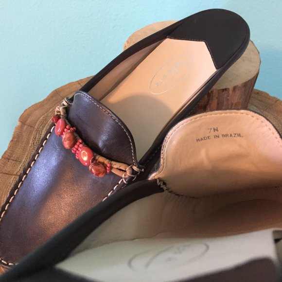 Talbot's Brown Leather Beaded Mule/Slide (NEW) - Picture 10 of 11